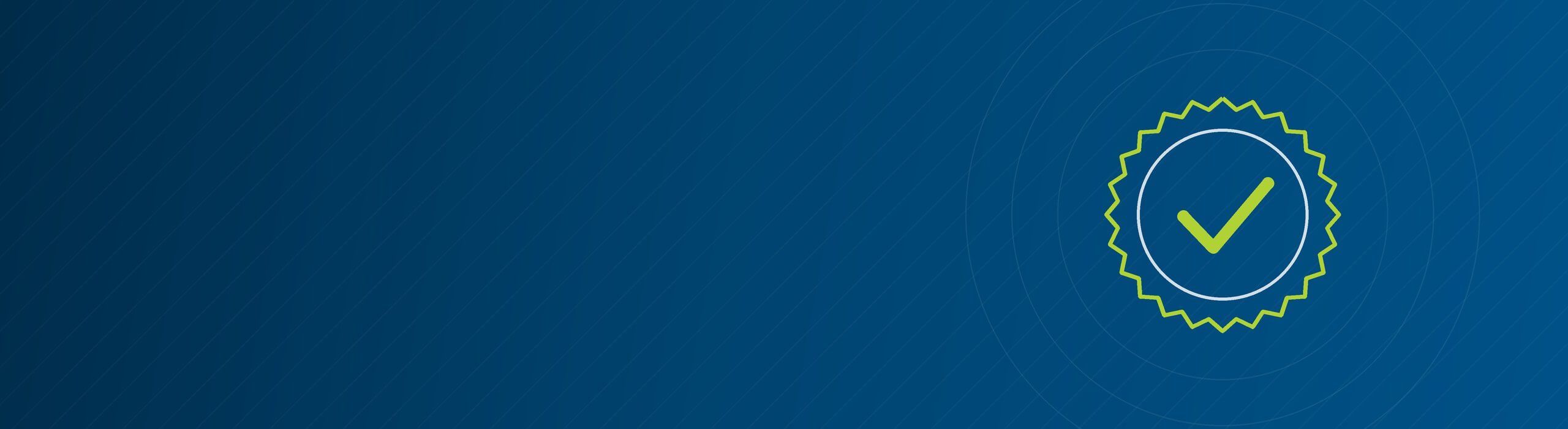 Green tick seal on a Touchstar Blue background